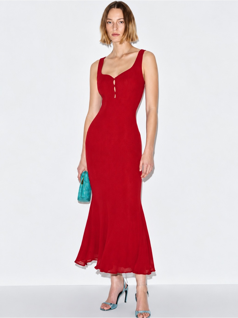 NWT REFORMATION Laine Red Sleeveless Fitted Maxi Dress